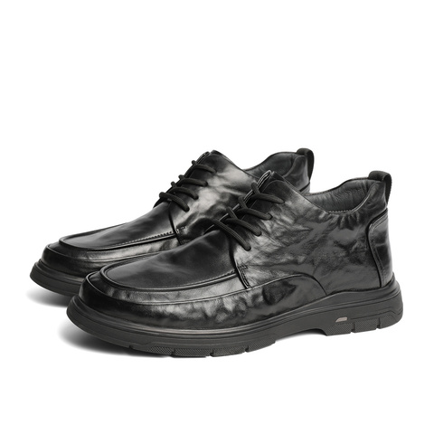 森达休闲皮鞋男2024冬季新款舒适保暖系带复古休闲鞋JDZ11DM4