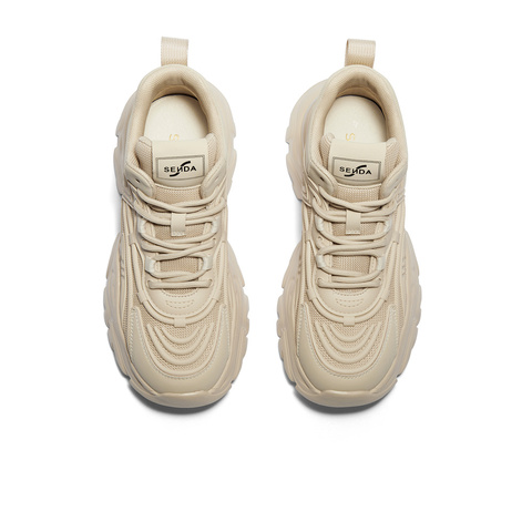 森达老爹鞋女款2024冬季新商场同款运动厚底拼接休闲短靴XJU01DD4