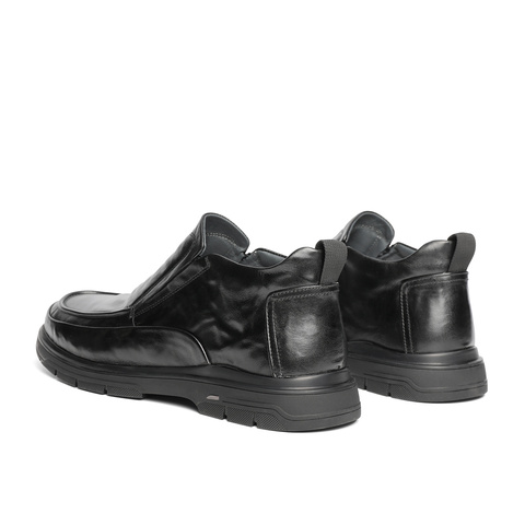 森达休闲皮鞋男2024冬季新款舒适保暖套脚复古休闲鞋JDZ12DM4