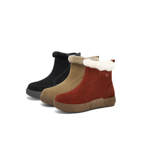 森达雪地靴女款2024冬季新款户外保暖毛绒厚底休闲短靴ZTE35DD4