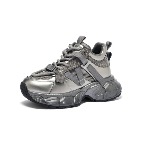 森达老爹鞋女款冬户外运动风显高厚底休闲鞋XJH01DM4