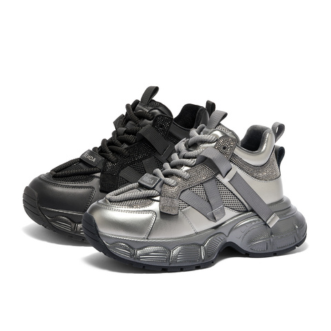 森达老爹鞋女款冬户外运动风显高厚底休闲鞋XJH01DM4