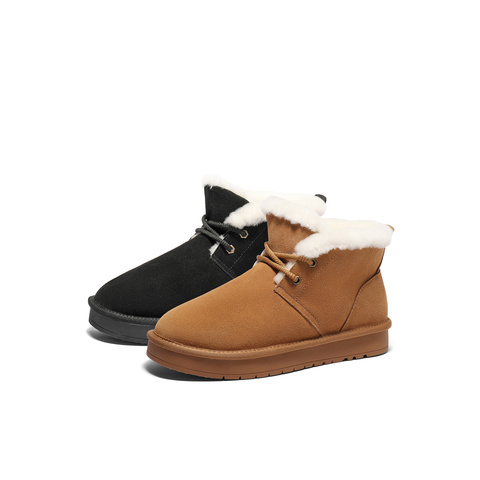 森达雪地靴男年冬新舒适绒毛保暖平跟户外休闲短靴ZXD10DD4