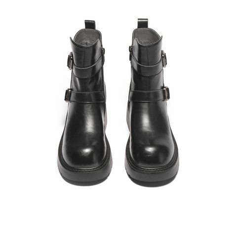 森达骑士靴女款冬新商场同款皮带扣户外休闲短靴XLQ01DZ4