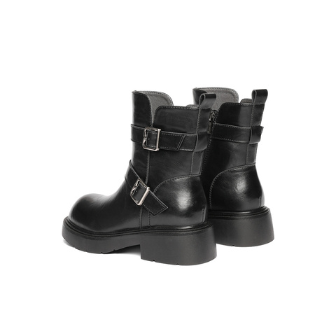 森达骑士靴女款冬新商场同款皮带扣户外休闲短靴XLQ01DZ4