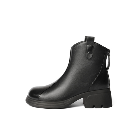 森达时装靴女款2024冬新商场同款时尚气质厚底休闲短皮靴XLN01DD4