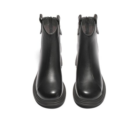 森达时装靴女款2024冬新商场同款时尚气质厚底休闲短皮靴XLN01DD4