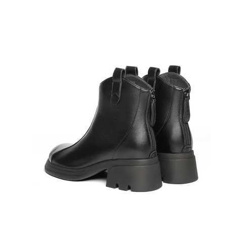 森达时装靴女款2024冬新商场同款时尚气质厚底休闲短皮靴XLN01DD4