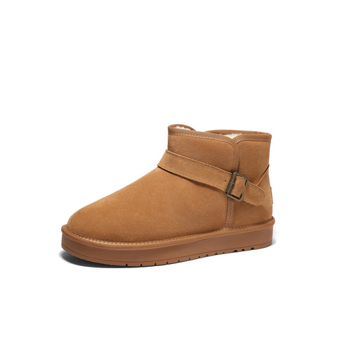 森达雪地靴男年冬新舒适绒毛保暖平跟户外休闲短靴ZXD09DD4