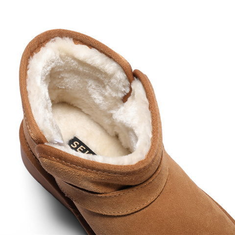 森达雪地靴男年冬新舒适绒毛保暖平跟户外休闲短靴ZXD09DD4