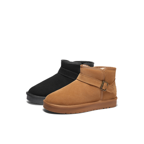 森达雪地靴男年冬新舒适绒毛保暖平跟户外休闲短靴ZXD09DD4