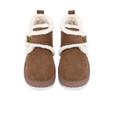 森达雪地靴女子2024年冬季新款商场同款保暖绒毛短靴XLG01DD4