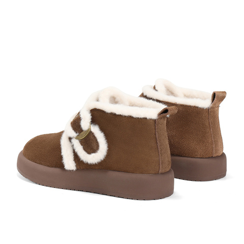 森达雪地靴女子2024年冬季新款商场同款保暖绒毛短靴XLG01DD4