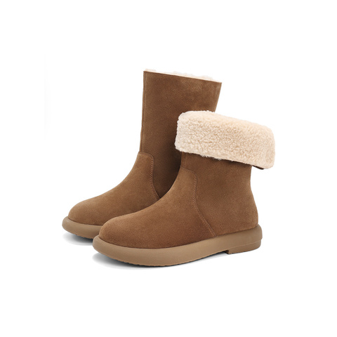 森达雪地靴女款冬舒适绒毛保暖厚底休闲中靴ZTE72DS4