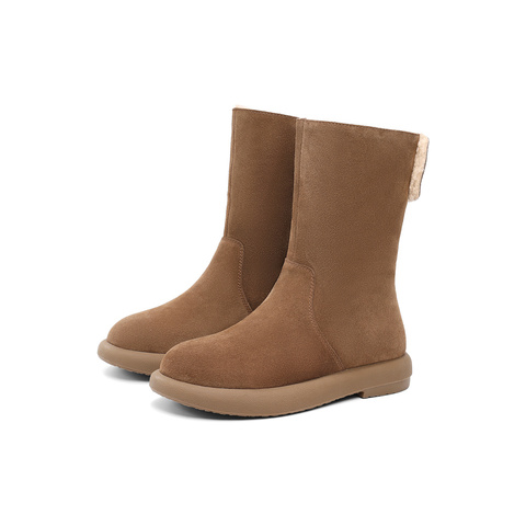 森达雪地靴女款冬舒适绒毛保暖厚底休闲中靴ZTE72DS4