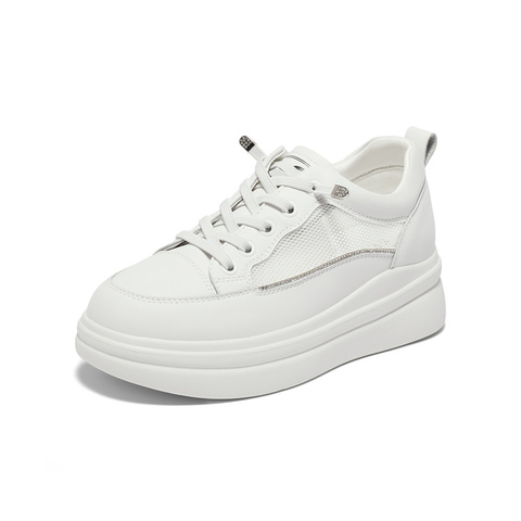 森达小白鞋女24夏新商场同款拼接厚底休闲鞋SZT01BM4