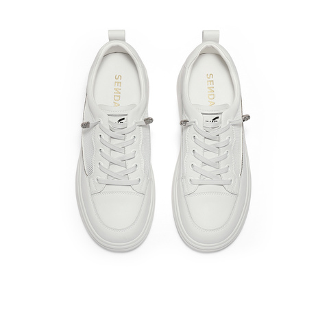 森达小白鞋女24夏新商场同款拼接厚底休闲鞋SZT01BM4