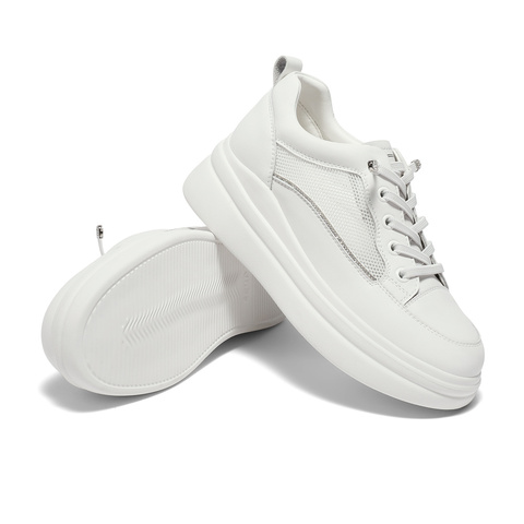 森达小白鞋女24夏新商场同款拼接厚底休闲鞋SZT01BM4