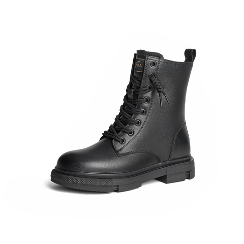 森达马丁靴女款冬新款商场同款机车风中筒皮靴XEC01DZ4