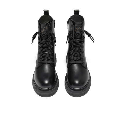 森达马丁靴女款冬新款商场同款机车风中筒皮靴XEC01DZ4