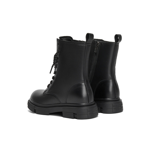 森达马丁靴女款冬新款商场同款机车风中筒皮靴XEC01DZ4