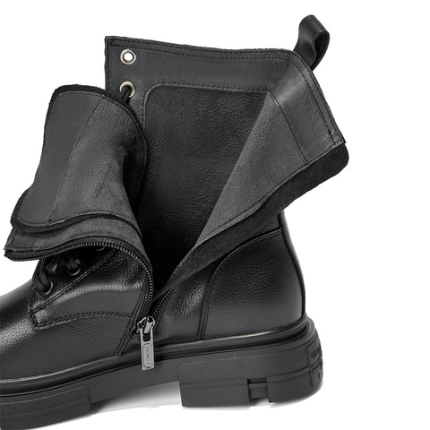 森达马丁靴女款冬新款商场同款机车风中筒皮靴XEC01DZ4