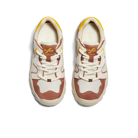 森达阿甘鞋女款2025春季新款拼接厚底户外运动休闲鞋ZCC44AM5