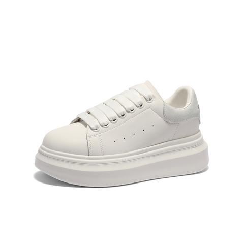 森达板鞋女款2025春新商场同款厚底显高户外休闲小白鞋XKS01AM5