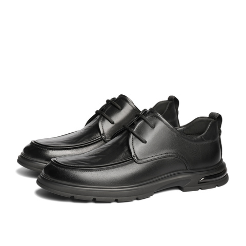 森达休闲皮鞋男2025春季新款商场同款简约系带平底皮鞋1VG01AM5