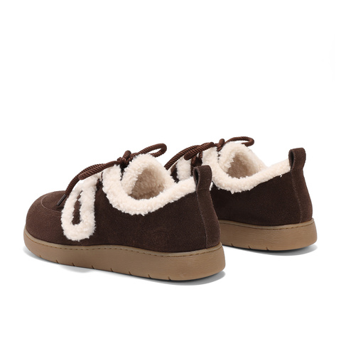 森达毛毛鞋女款2025春季新款奶盖可可保暖舒适休闲鞋4UR27AM5