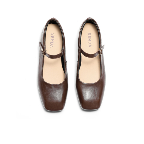 森达玛丽珍鞋女款2025春季新款方头平底气质浅口单鞋ZTF41AQ5