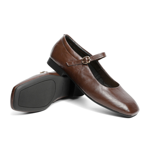 森达玛丽珍鞋女款2025春季新款方头平底气质浅口单鞋ZTF41AQ5