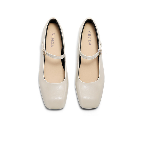 森达玛丽珍鞋女款2025春季新款方头平底气质浅口单鞋ZTF41AQ5