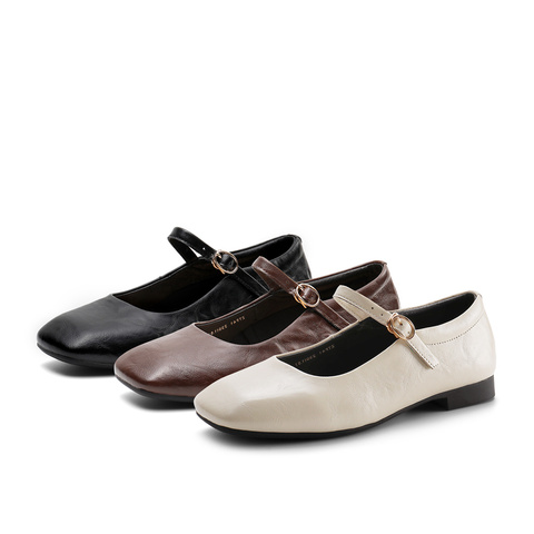 森达玛丽珍鞋女款2025春季新款方头平底气质浅口单鞋ZTF41AQ5