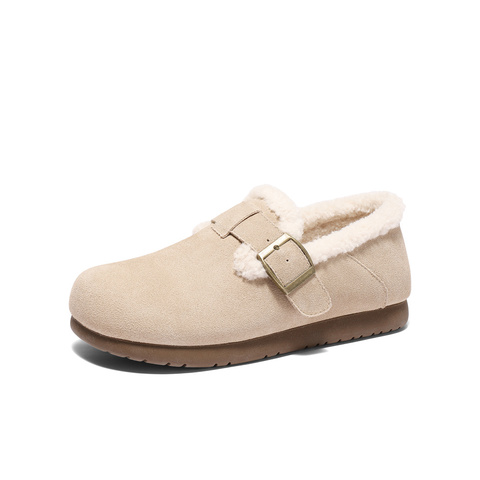 森达毛毛鞋女款2025春新商场同款保暖绒毛休闲勃肯鞋XJW01AM5