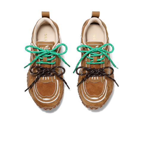 森达可可拿铁女款2025春季新款运动风户外休闲阿甘鞋ZTF45AM5