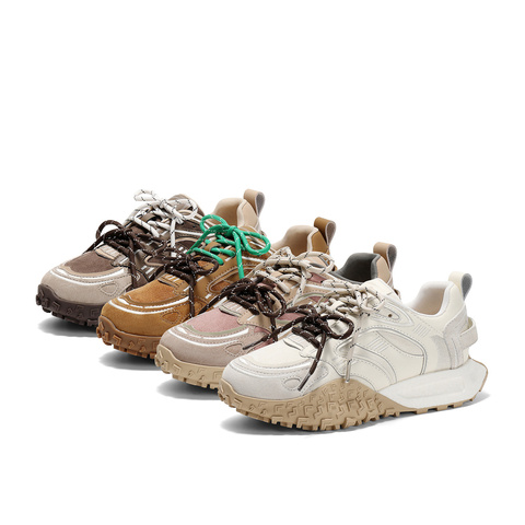 森达可可拿铁女款2025春季新款运动风户外休闲阿甘鞋ZTF45AM5