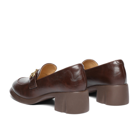 森达乐福鞋女款2025春新商场同款通勤马衔扣粗跟单鞋XLS01AA5