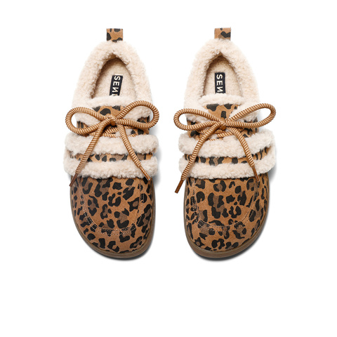 森达毛毛鞋女款2025春季新款奶盖可可保暖舒适休闲鞋4UR27AM5