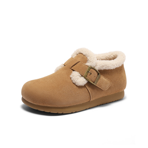 森达雪地靴女款2025春新商场同款毛绒勃肯休闲短靴XNH01AD5