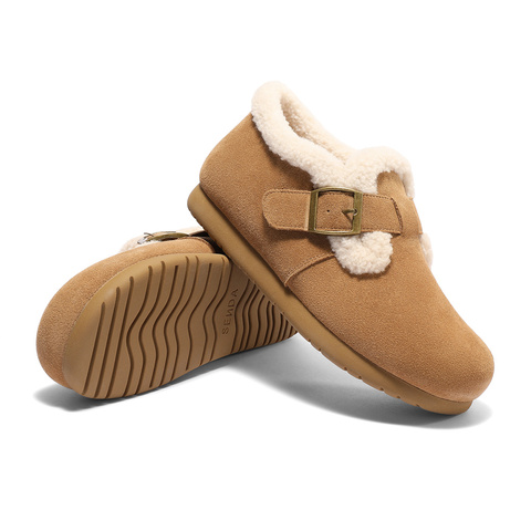 森达雪地靴女款2025春新商场同款毛绒勃肯休闲短靴XNH01AD5