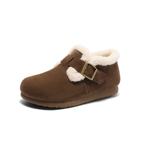 森达雪地靴女款2025春新商场同款毛绒勃肯休闲短靴XNH01AD5