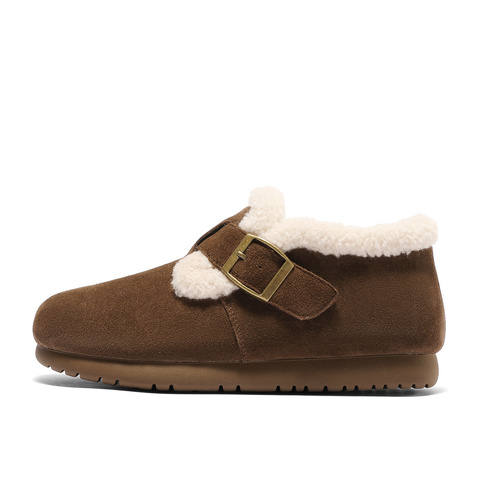 森达雪地靴女款2025春新商场同款毛绒勃肯休闲短靴XNH01AD5