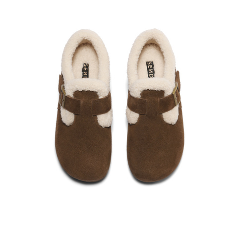 森达雪地靴女款2025春新商场同款毛绒勃肯休闲短靴XNH01AD5