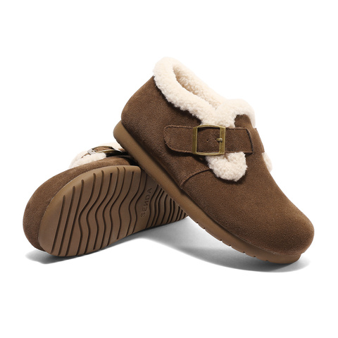 森达雪地靴女款2025春新商场同款毛绒勃肯休闲短靴XNH01AD5