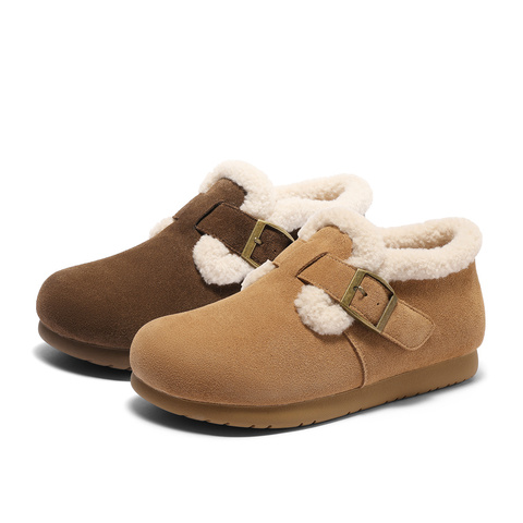 森达雪地靴女款2025春新商场同款毛绒勃肯休闲短靴XNH01AD5
