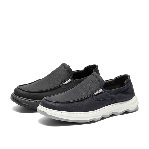 森达休闲皮鞋男款2025春新商场同款一脚蹬舒适乐福鞋1RP01AM5