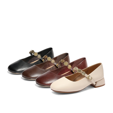 森达玛丽珍鞋女款2025春新潮流粗跟浅口单鞋ZTF61AQ5