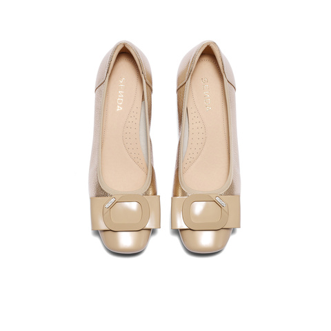 森达浅口单鞋女款2025秋新商场同款通勤粗跟小皮鞋XPN02CQ5