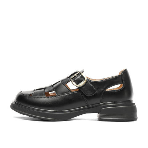 森达罗马凉鞋女款2025夏新复古厚底休闲猪笼鞋ZTG39BK5